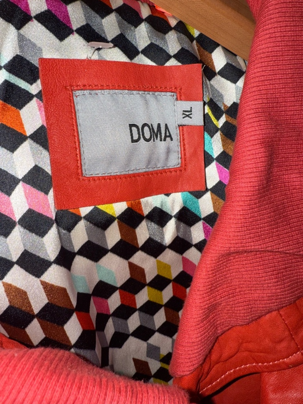 Doma Red Studded Leather Zip Jacket -XL - Picture 4 of 8